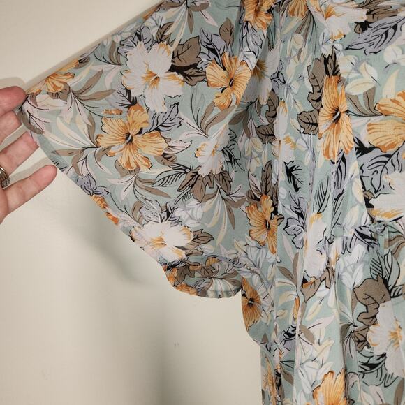 UMGEE Mini Dress Womens Large L Yellow Green Hi Lo Babydoll Spring Summer - Picture 8 of 10